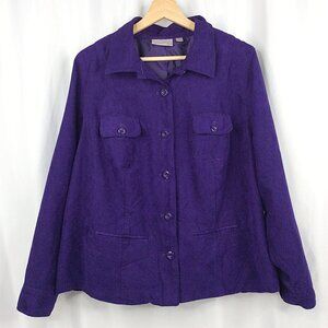 Studio Works Microfiber‎ Blazer Jacket Women's Plus Size 20W Purple Button Down